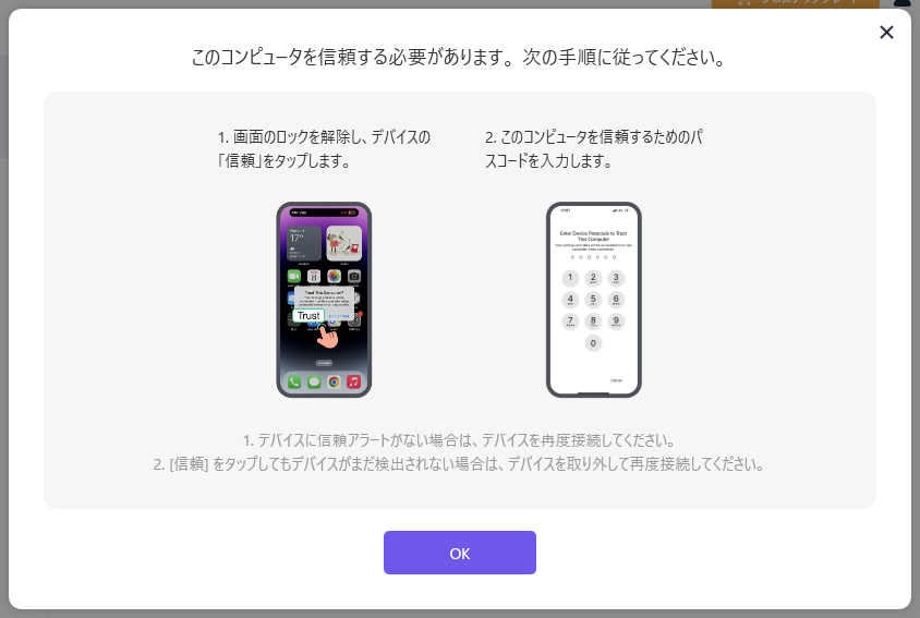デバイスで [信頼] をタップ