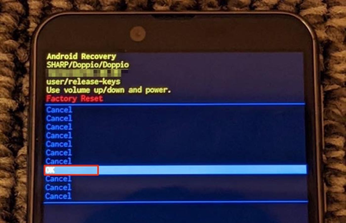 「Factory data reset」を選択