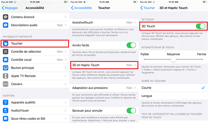 Activer 3D Touch sur votre iPhone
