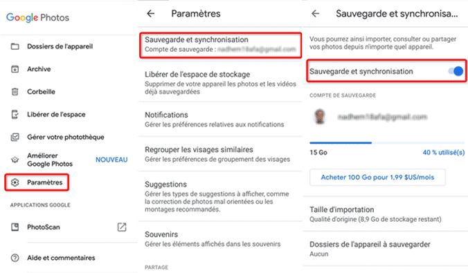 Activez Sauvegarde et synchronisation de Google Photos