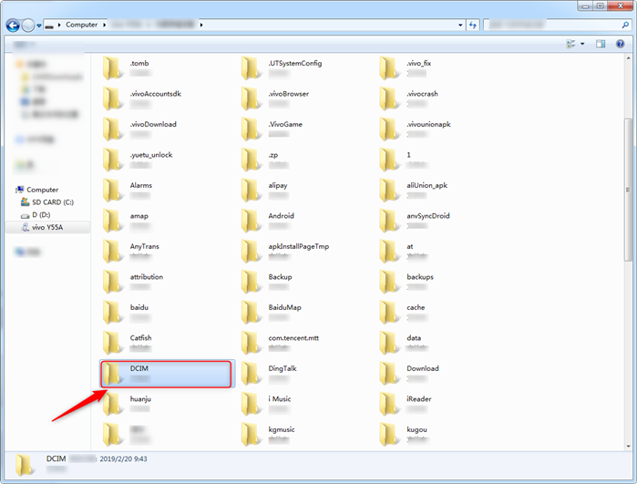 Chercher le dossier DCIM