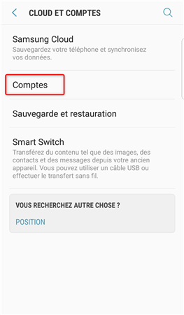 Cliquez sur « Comptes » - 1