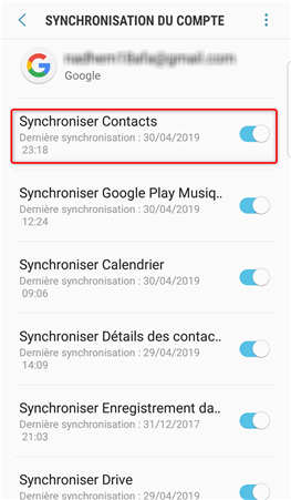 Synchroniser contacts - 3