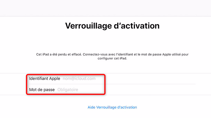 Désactiver le verrouillage d’activation de l’iPad