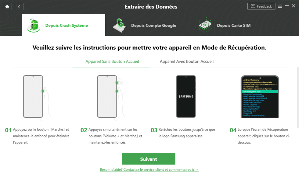 Mettre en mode de récupération