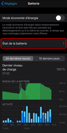 État de batterie