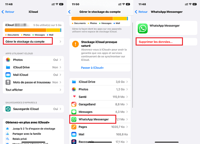 Gérer le stockage du compte