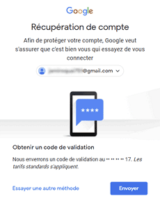 Envoyer un code de vérification