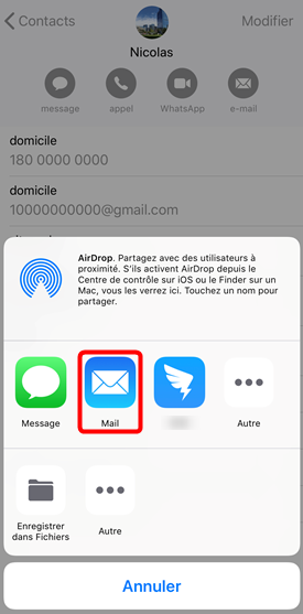 Récupérer les contacts iPhone sur PC via e-mail
