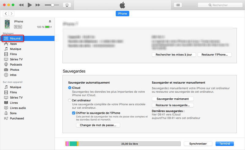 Accès à l’interface d’iTunes