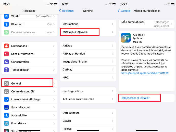 Mettre à jour le logiciel sur iPhone