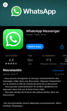 Mettre à jour WhatsApp