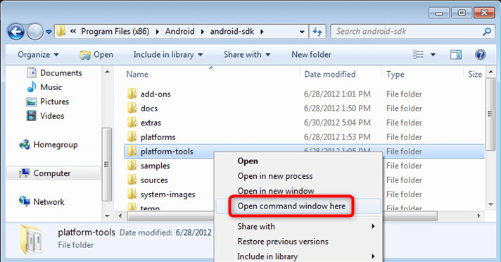 Téléchargement de l’adb