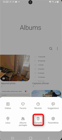 Ouverture du contenu de la corbeille
