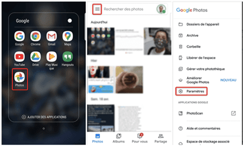 Activez l'option « Sauvegarde » dans Paramètres de Google Photos
