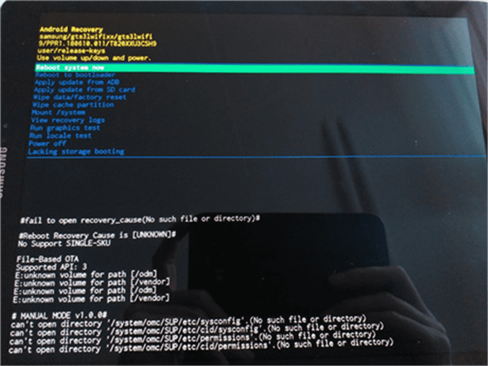 Problème du système de ltablette Samsung