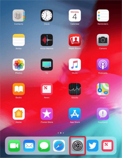 Ouverture des Réglages de l’iPad
