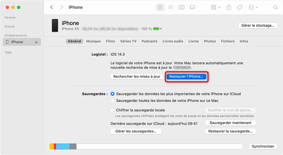 Cliquez sur Restaurer l'iPhone