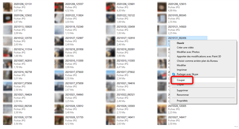 Déplacer les photos vers la carte SD