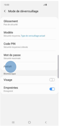Supprimer code de déverrouillage Samsung
