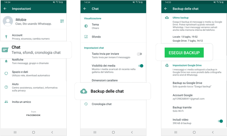 backup delle chat di whatsapp su android