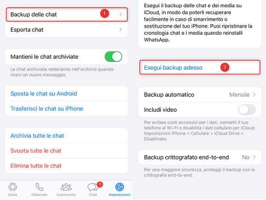 Effettua il backup di WhatsApp su iPhone