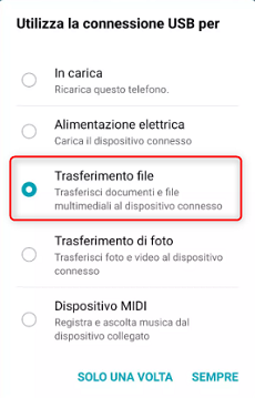 Scegli Trasferimento File