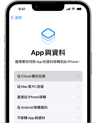 從iCloud備份回復