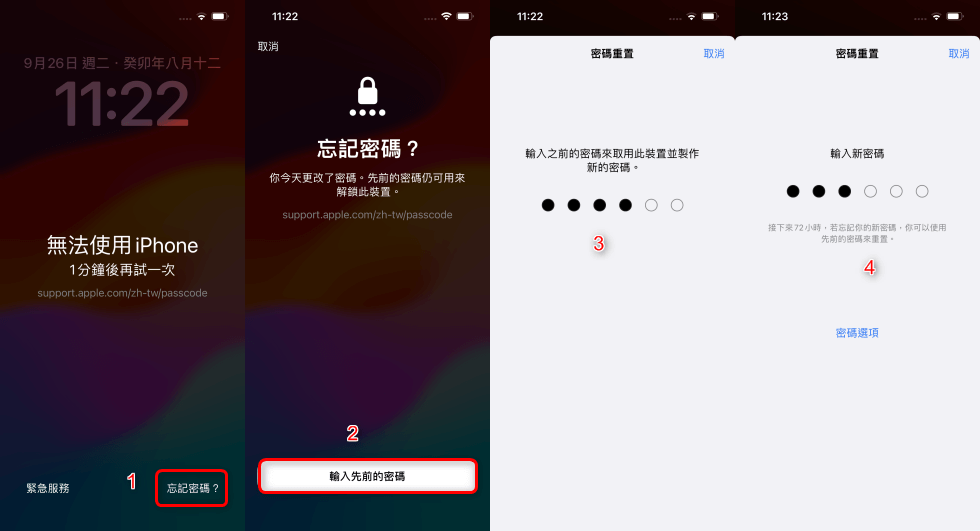 使用先前的密碼解鎖 iPhone